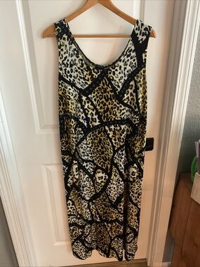 Jostar - Sleeveless Leopard-Print Maxi Dress in Yellow and Black - Ladies Sz 2XL